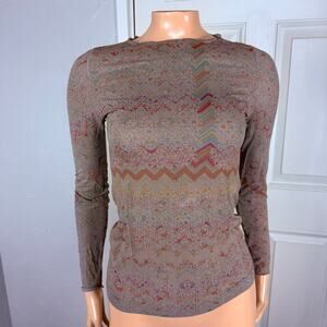 AMB Second Skin Women's Shirt One Size Boho Crew neck Nylon Long Sleeve Z4-1